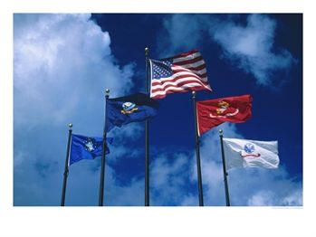 Flags of Army, Navy, Marines and Coast Guard